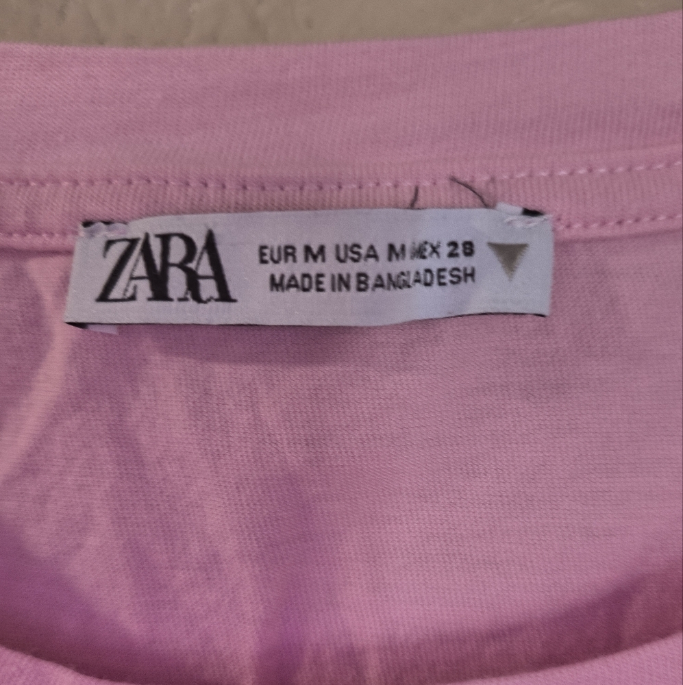 Zara Pink Sz M Ruffle Sleeve Top - Picture 3 of 8